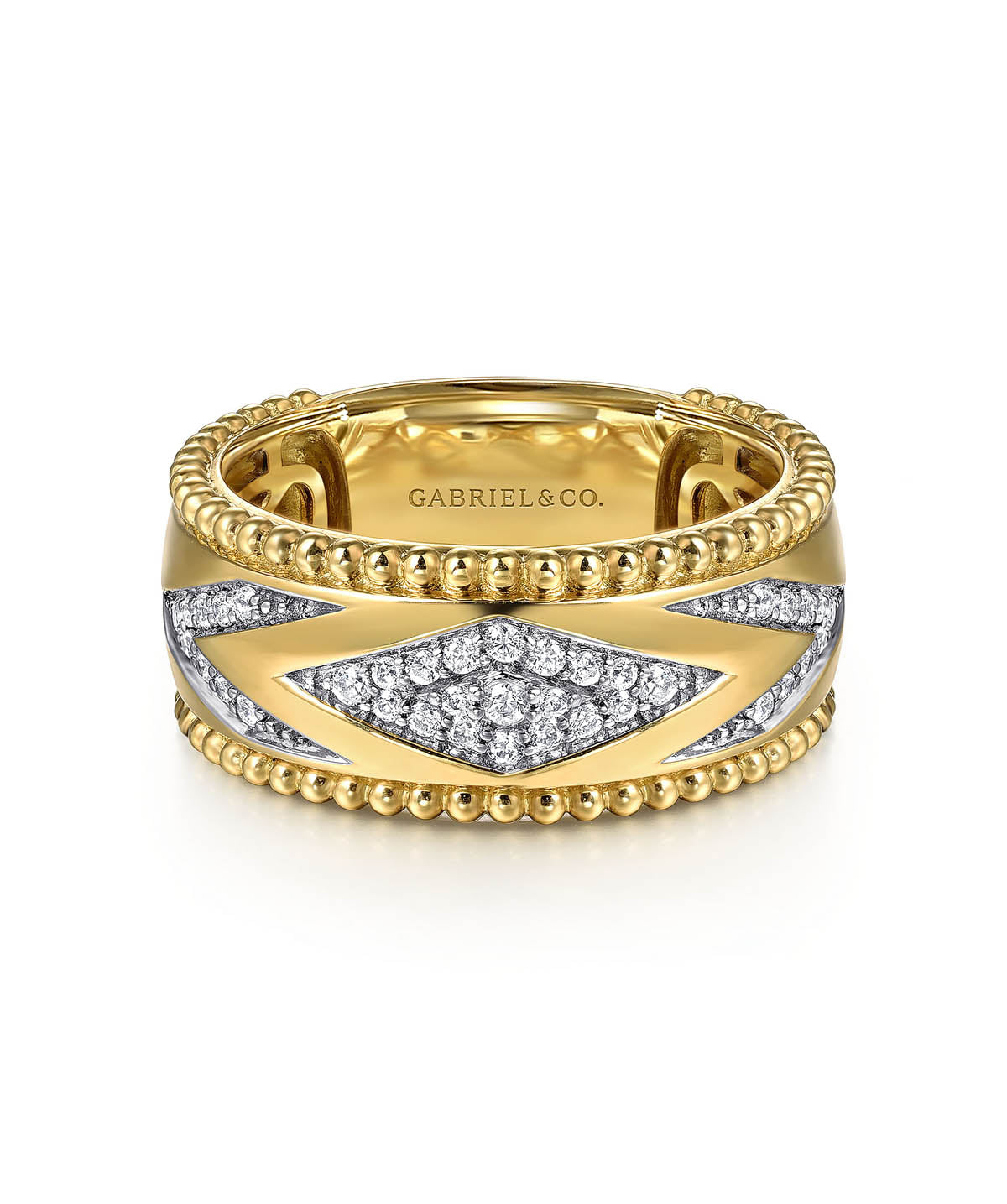 14K Yellow Gold Bujukan Diamond Wide Band Ring