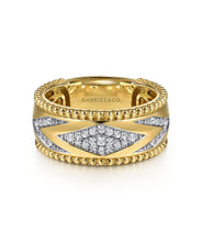 14K Yellow Gold Bujukan Diamond Wide Band Ring