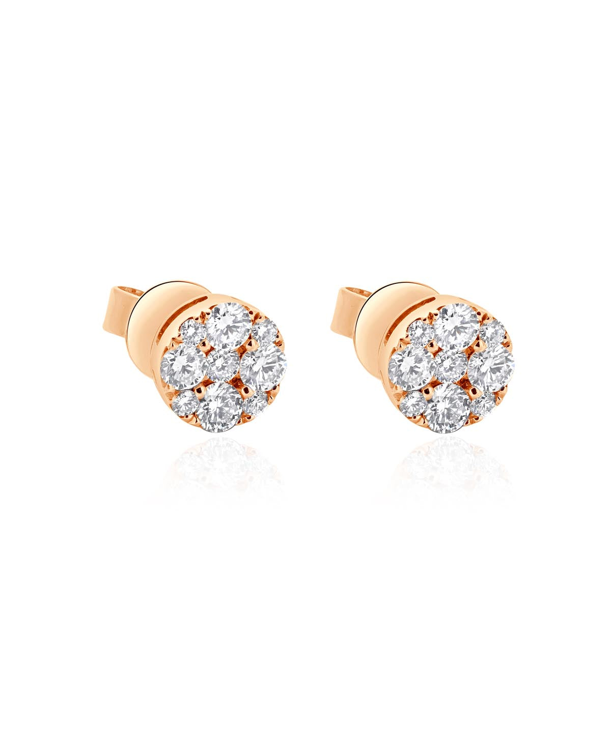 14K Rose Gold Diamond Cluster Stud Earrings