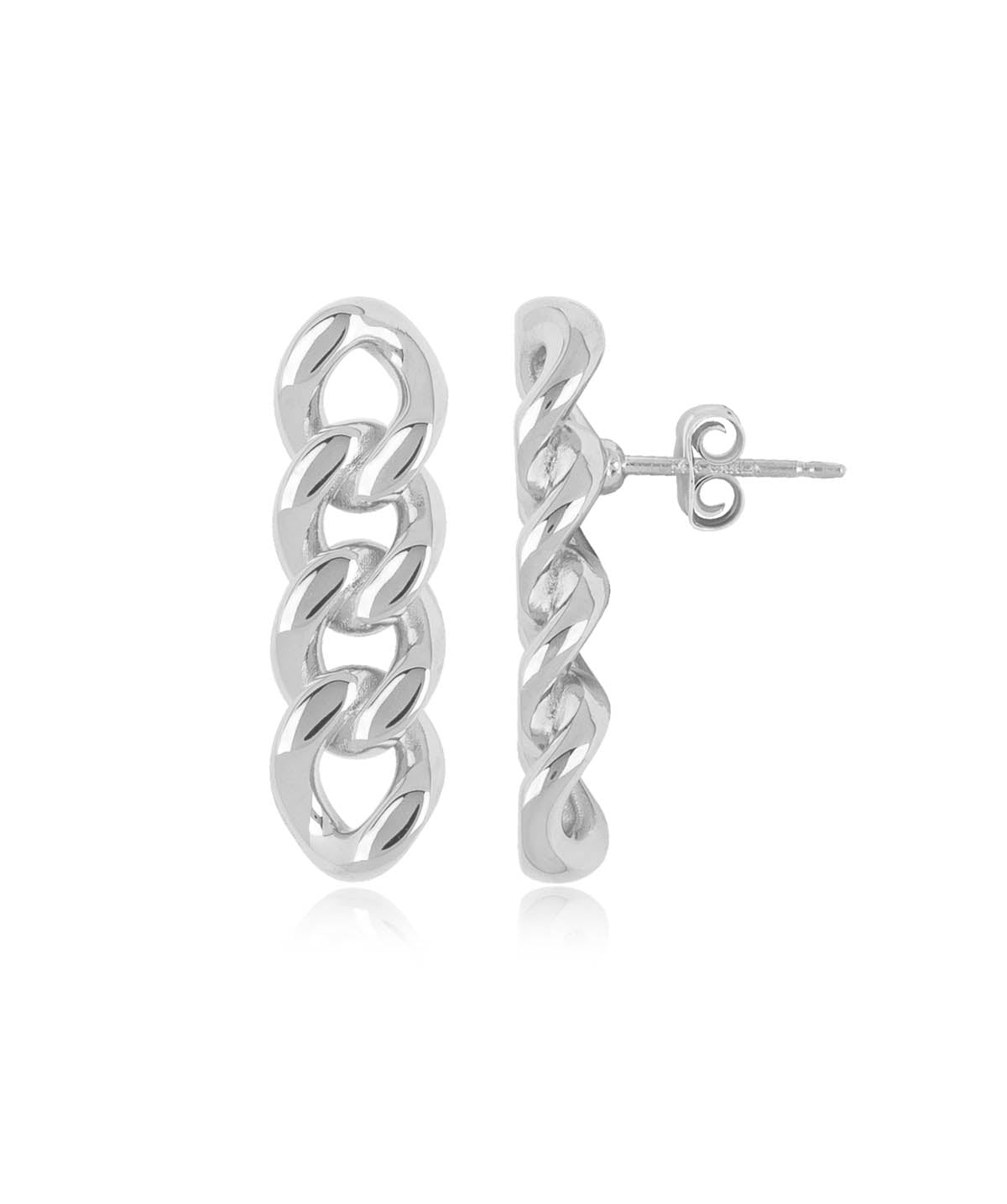 Sterling Silver Medium Miami Cuban Link Stud Earrings