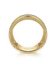 14K Yellow Gold Bujukan Diamond Wide Band Ring