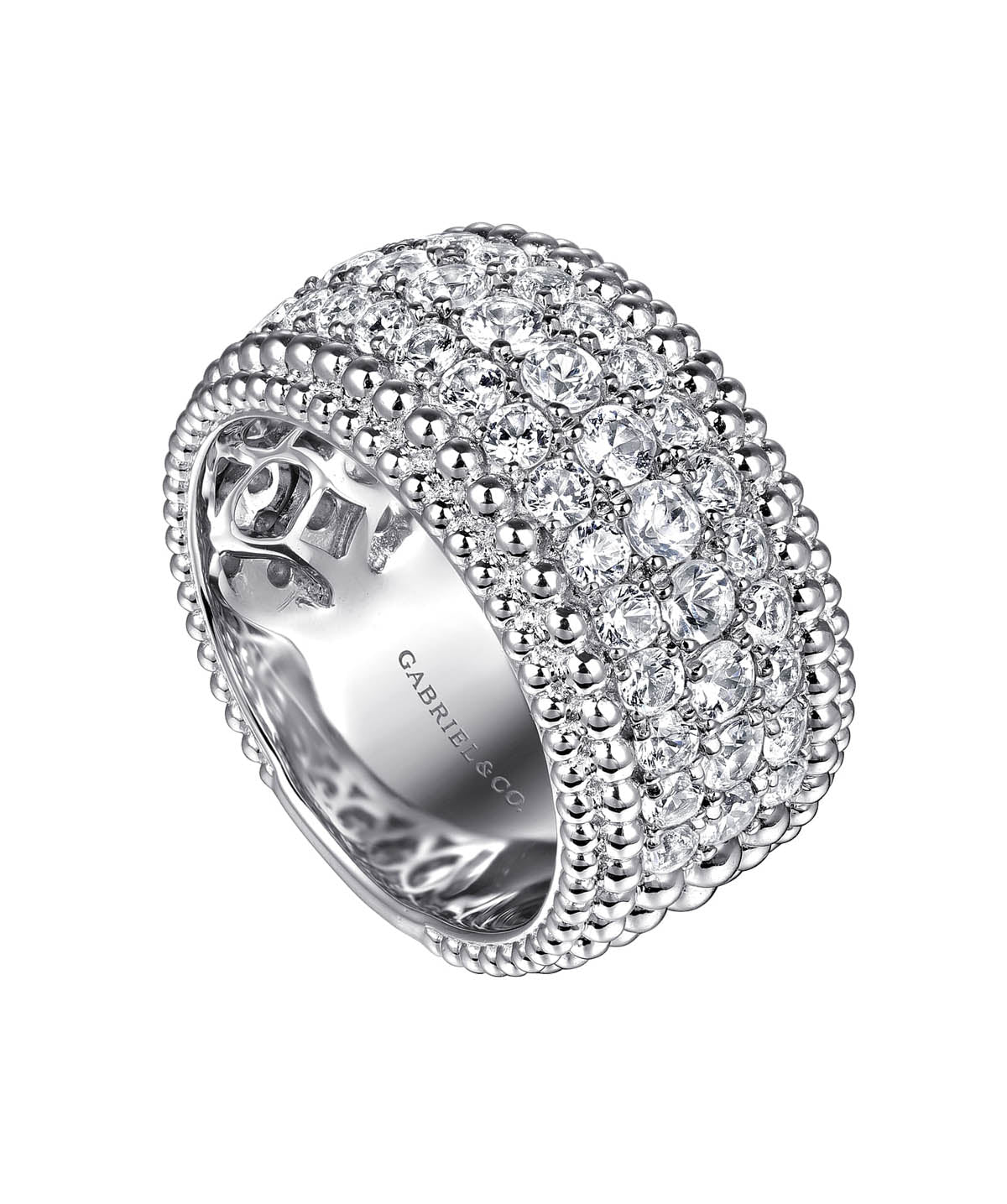925 Sterling Silver Bujukan White Sapphire Wide Band Ring