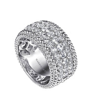 925 Sterling Silver Bujukan White Sapphire Wide Band Ring