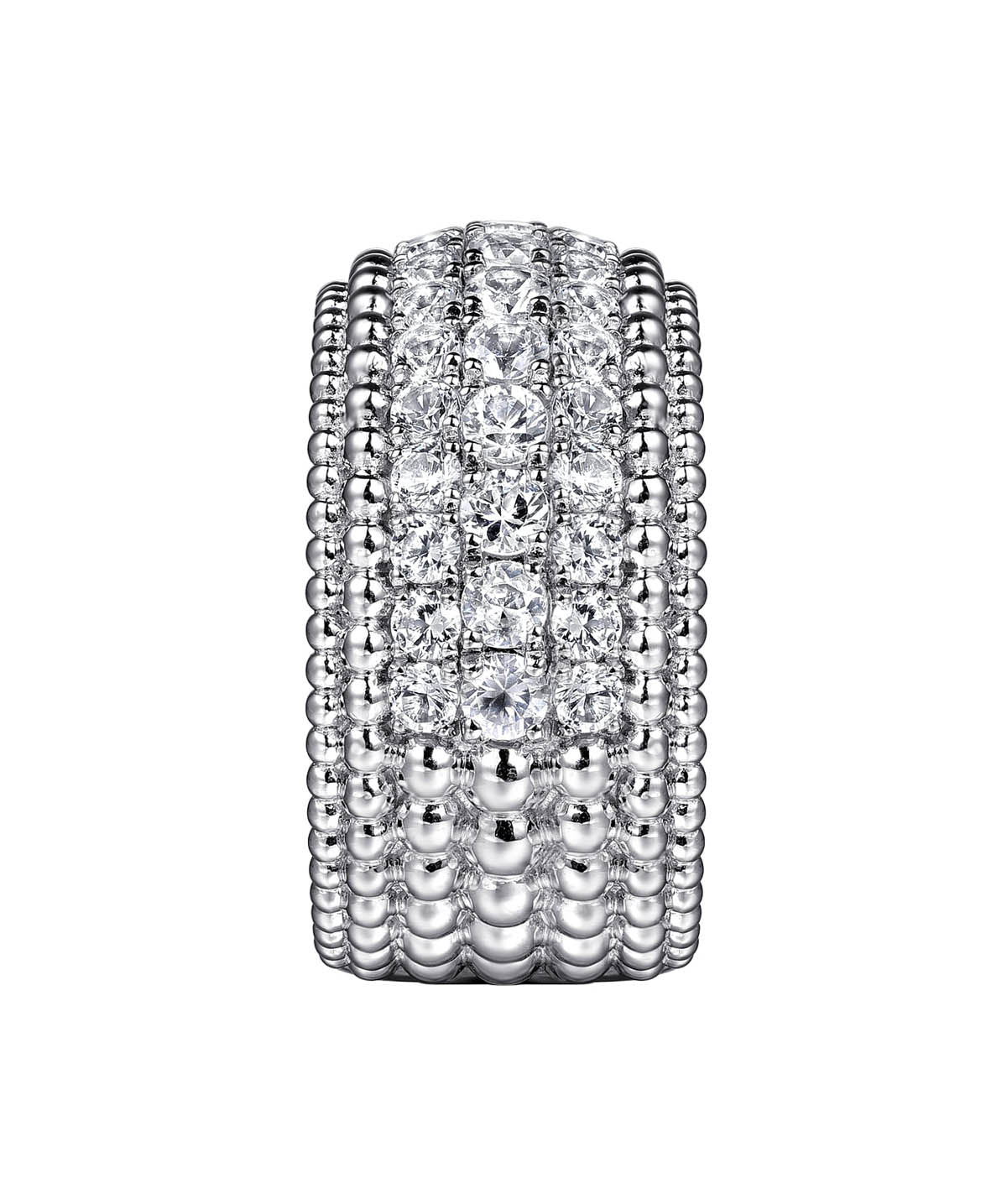 925 Sterling Silver Bujukan White Sapphire Wide Band Ring