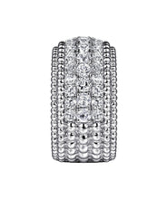 925 Sterling Silver Bujukan White Sapphire Wide Band Ring