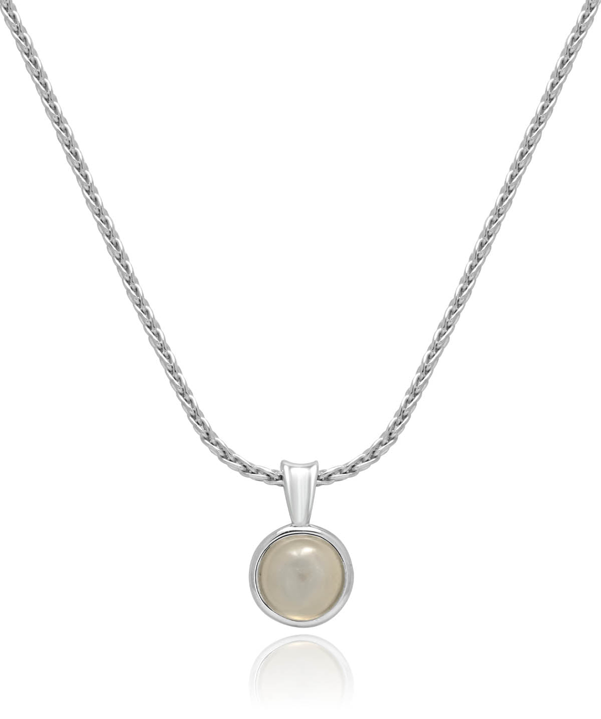 Sterling Silver Bezel Set 6mm Moonstone Pendant