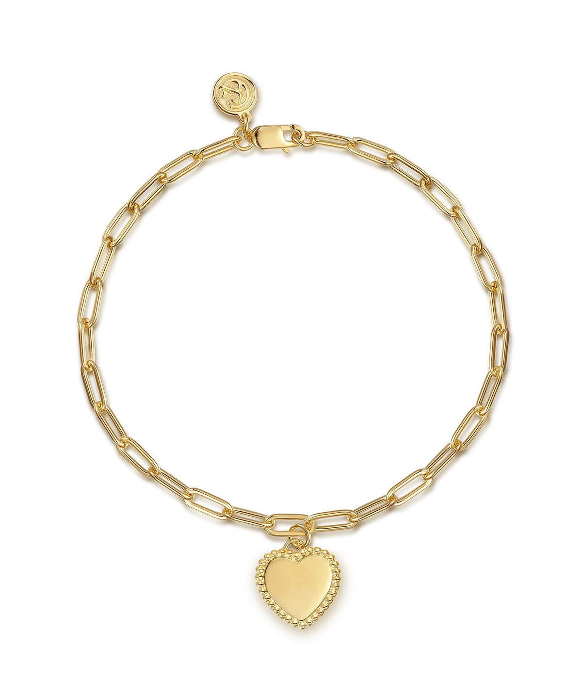 14K Yellow Plain Gold Tennis Bracelet with Personalized Heart Charm