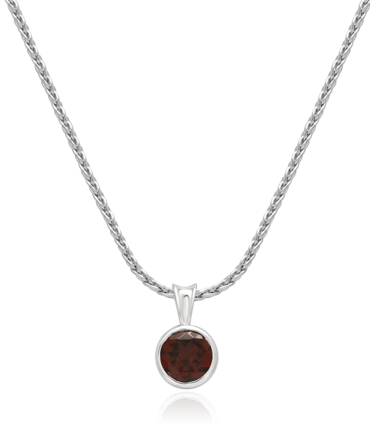 Sterling Silver Bezel Set 6mm Garnet Pendant