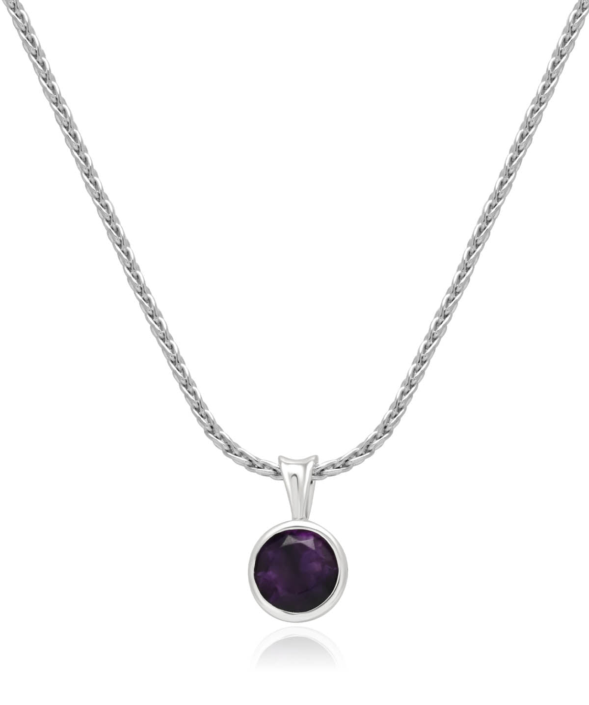 Sterling Silver Bezel Set Amethyst Pendant 6mm
