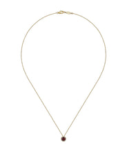 14K Yellow Gold 5mm Garnet and Diamond Halo Pendant Necklace