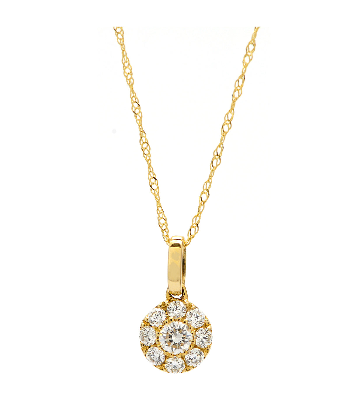 14K Yellow Gold Diamond Halo Pendant