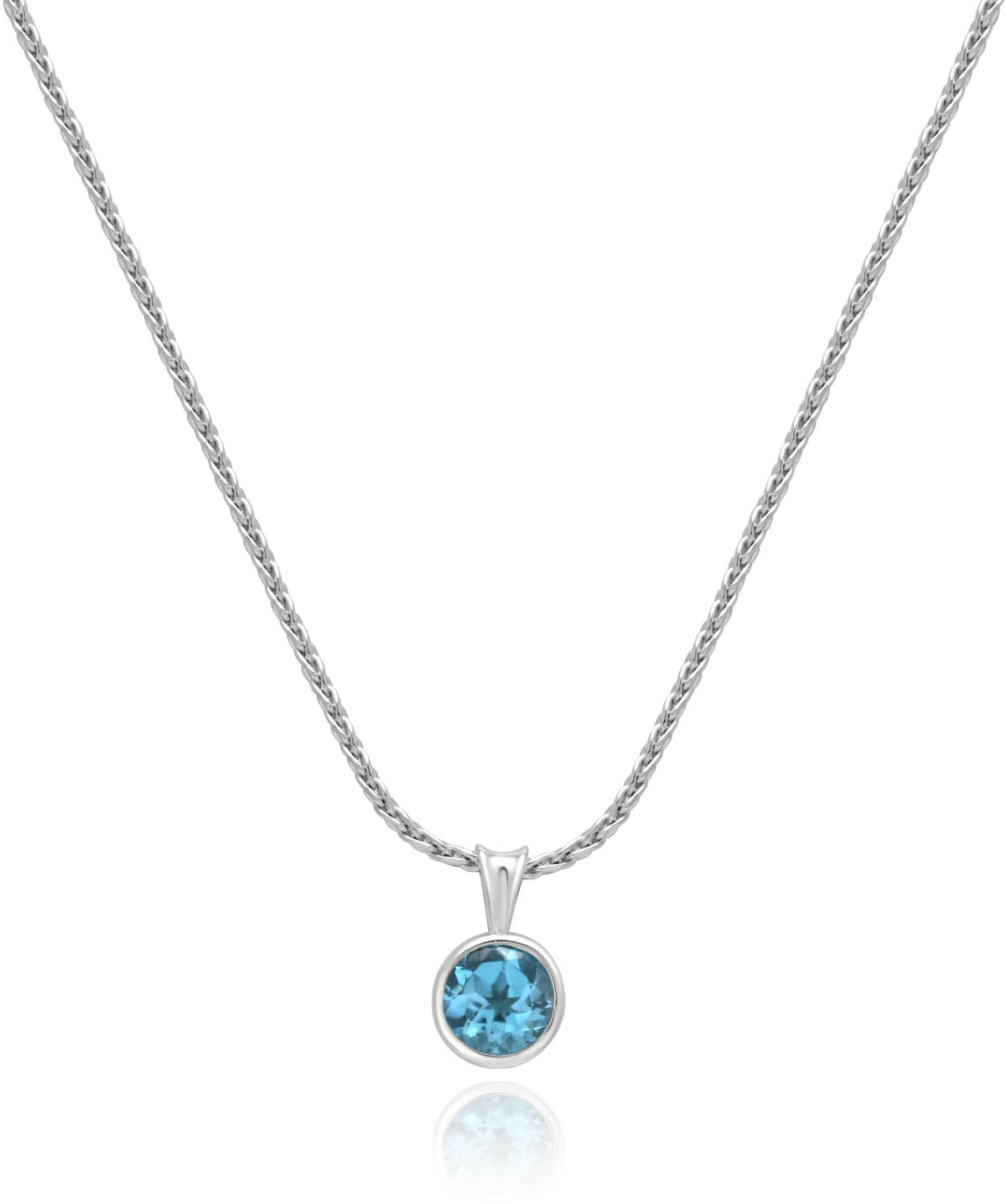 Sterling Silver Bezel Set 6mm Blue Topaz Pendant