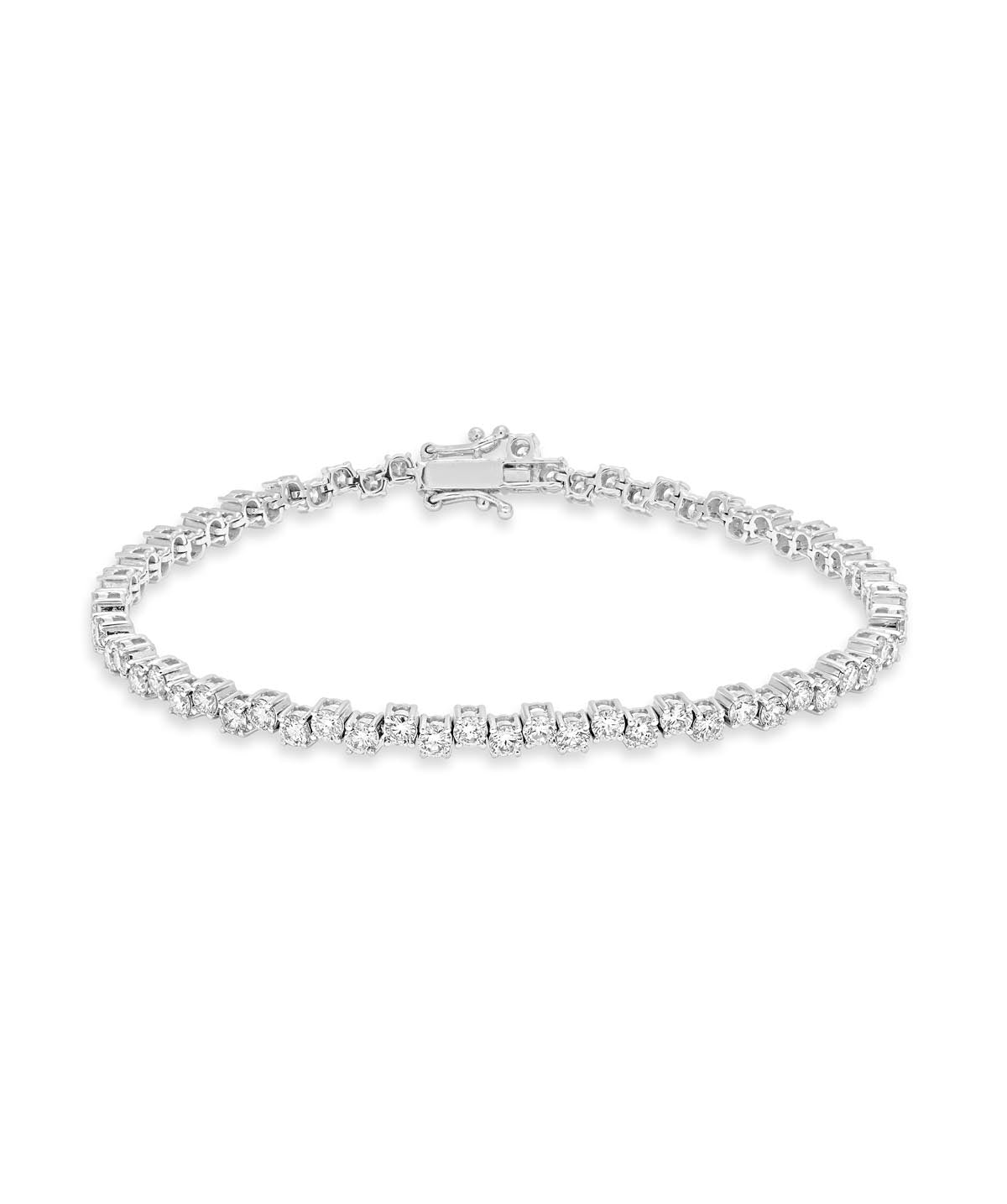 14K White Gold Off-Set Diamond Tennis Bracelet 5.00cttw