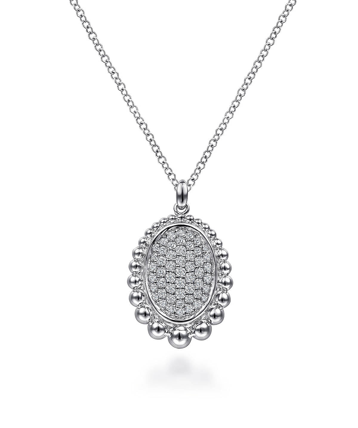 925 Sterling Silver Bujukan White Sapphire Pave Pendant Necklace