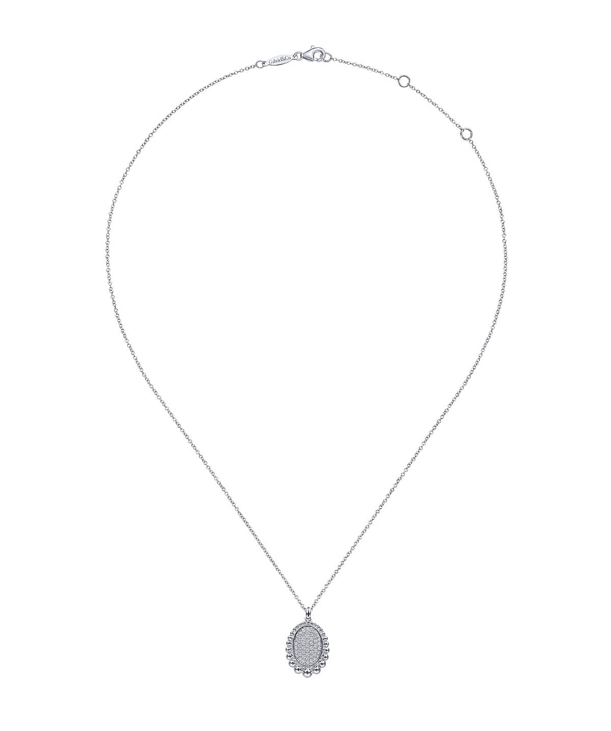 925 Sterling Silver Bujukan White Sapphire Pave Pendant Necklace