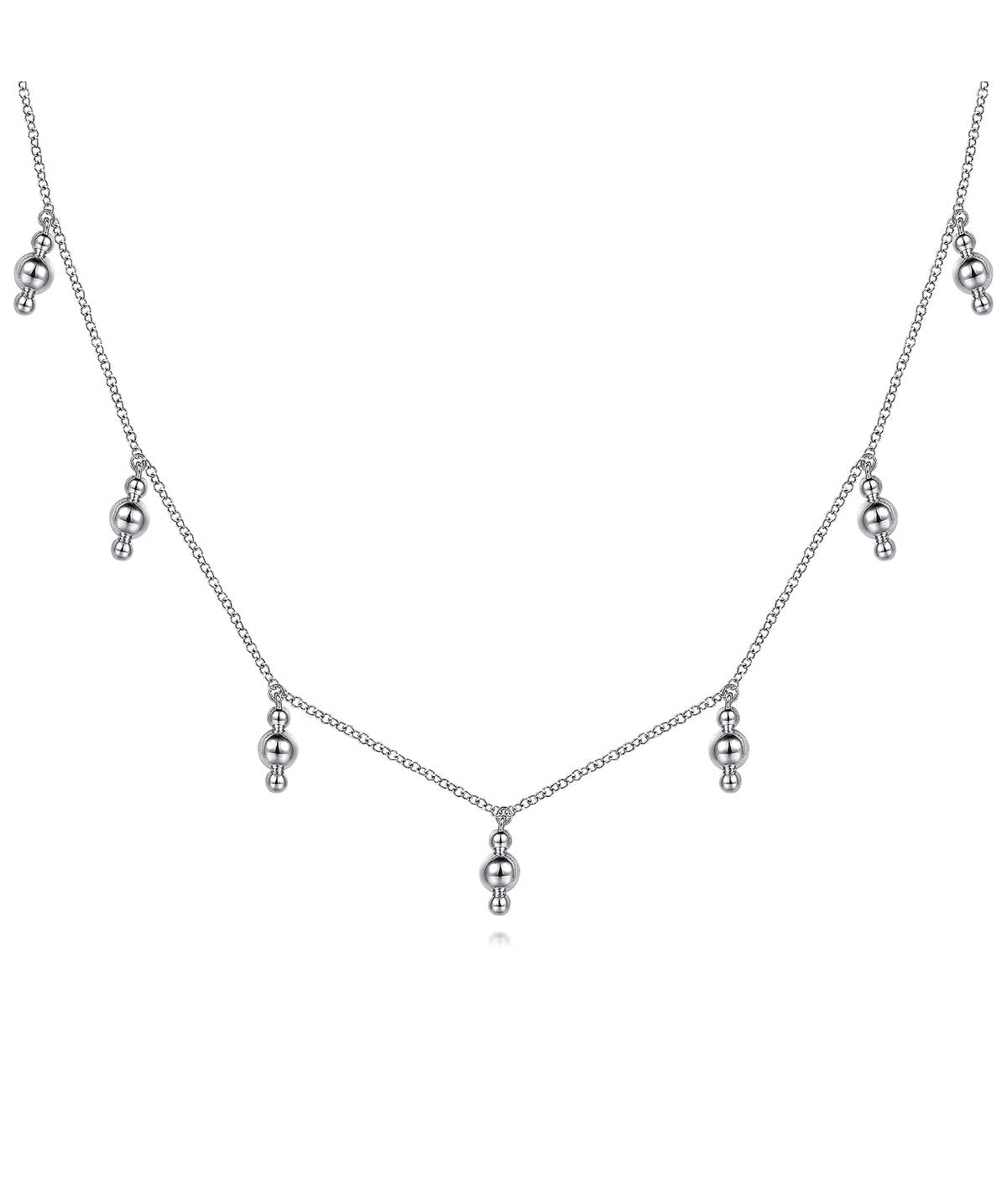 925 Sterling Silver Beads Droplet Necklace