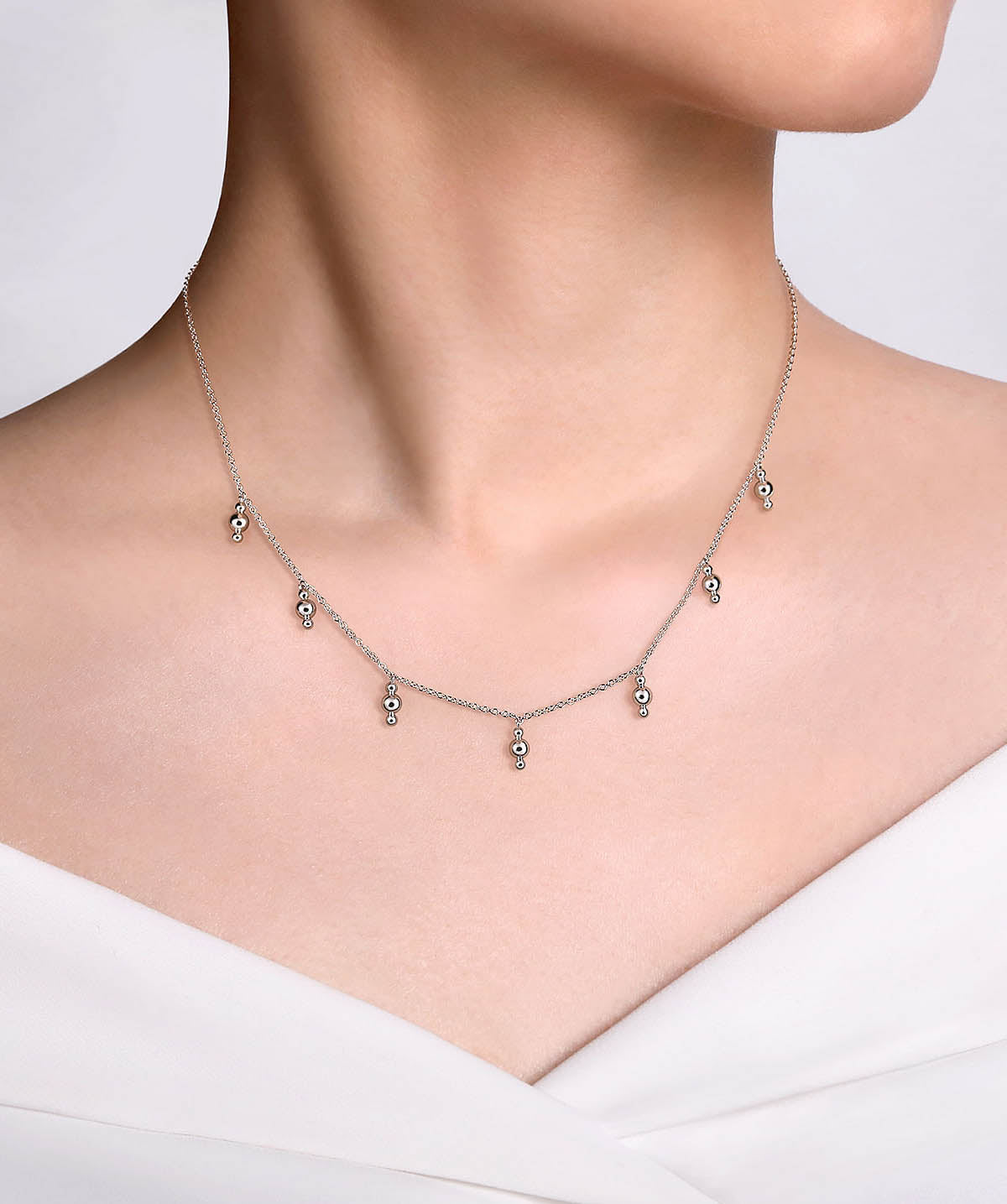 925 Sterling Silver Beads Droplet Necklace