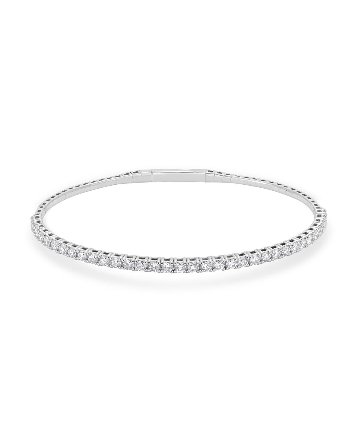 14K White  Gold Diamond Flexible Bangle Bracelet 1.85cttw