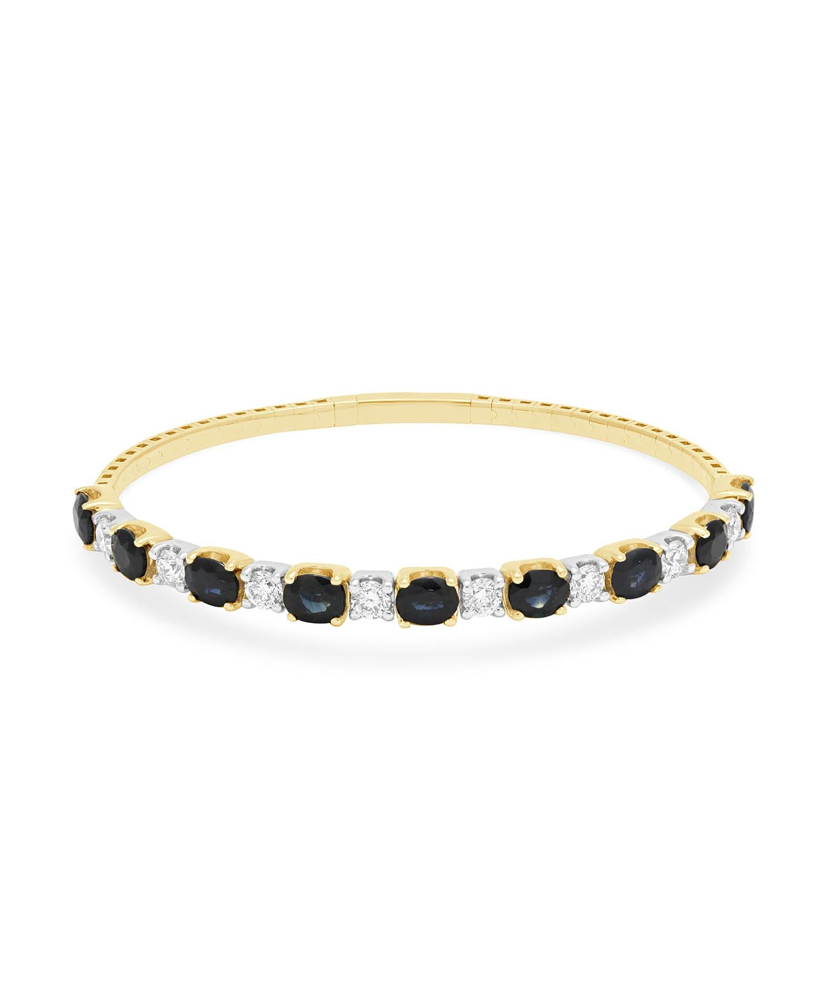 14K White & Yellow Gold Sapphire and Diamond Flexible Bangle Bracelet