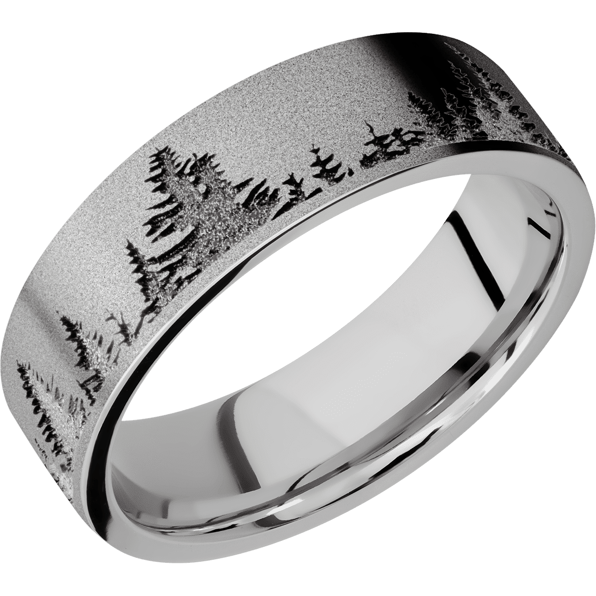 18K White Gold + Sand Finish