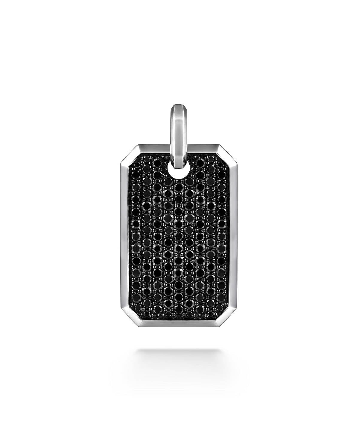 925 Sterling Silver Black Spinel Dog Tag Pendant