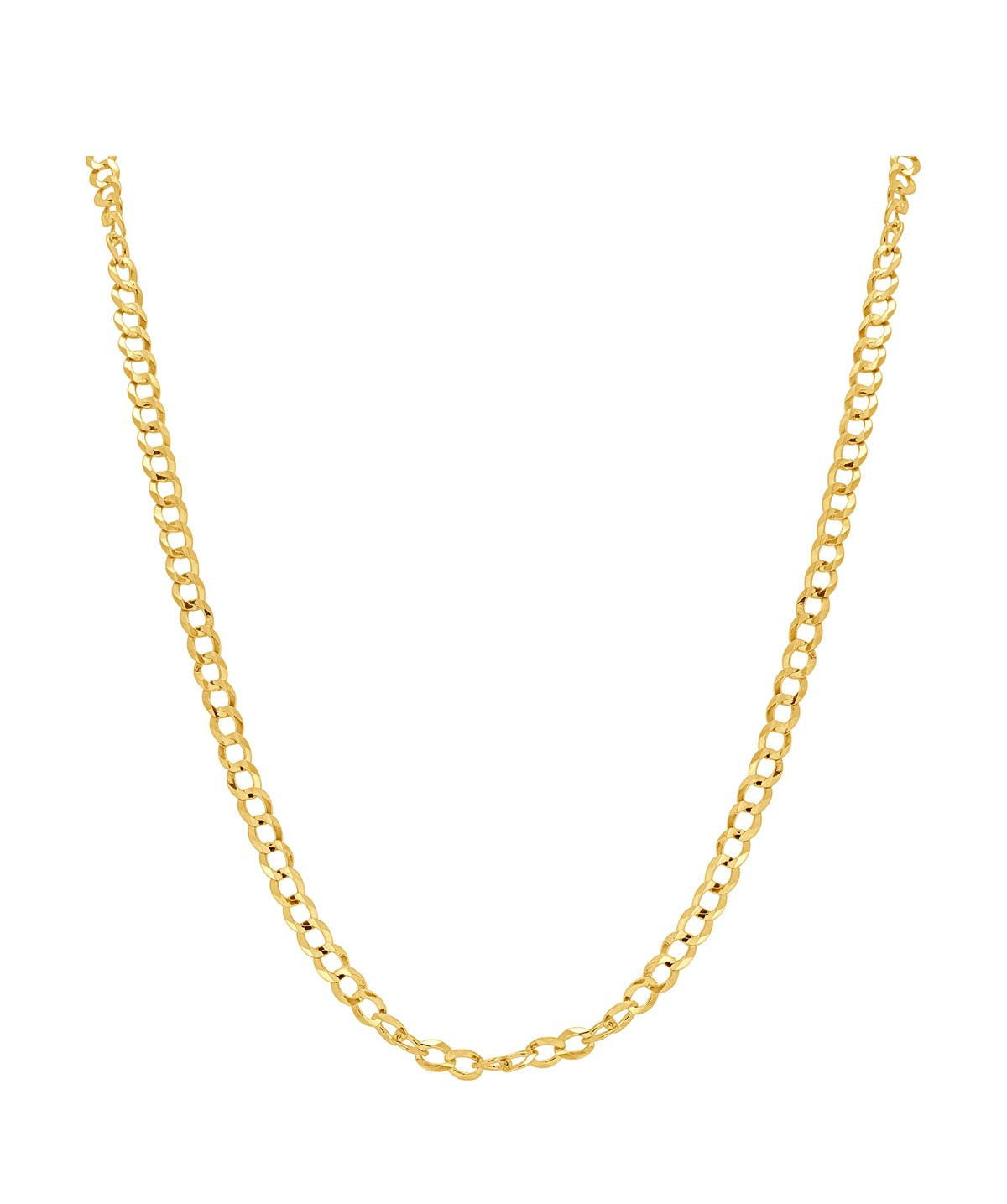14K Yellow Gold 3.25mm Solid Cuban Link Chain 24"