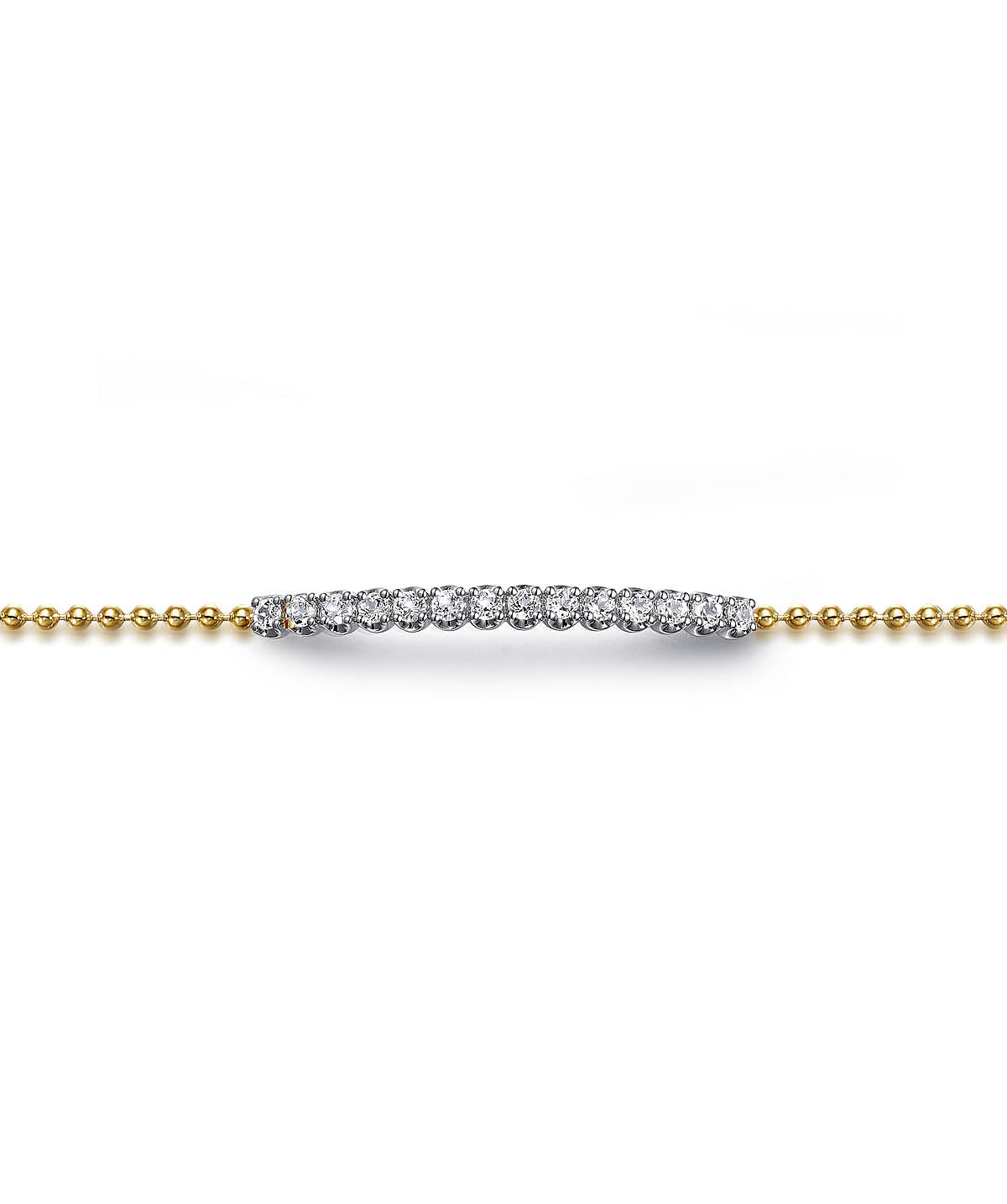 14K White and Yellow Gold White Sapphire Bar Bracelet