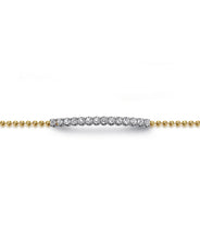 14K White and Yellow Gold White Sapphire Bar Bracelet