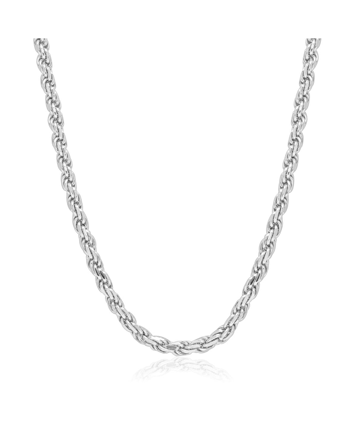 Sterling Silver Rhodium Plated 3.5mm Rope Chain 24"