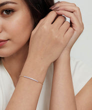 14K White and Yellow Gold White Sapphire Bar Bracelet