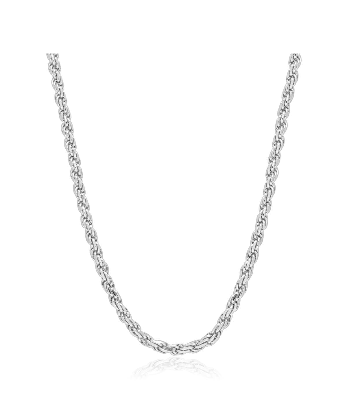 925 Sterling Silver Rhodium Plated 2.6mm Rope Chain 24"