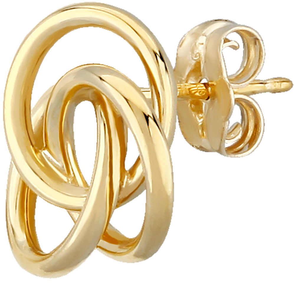 14K Yellow Gold Large Love Knot Stud Earrings