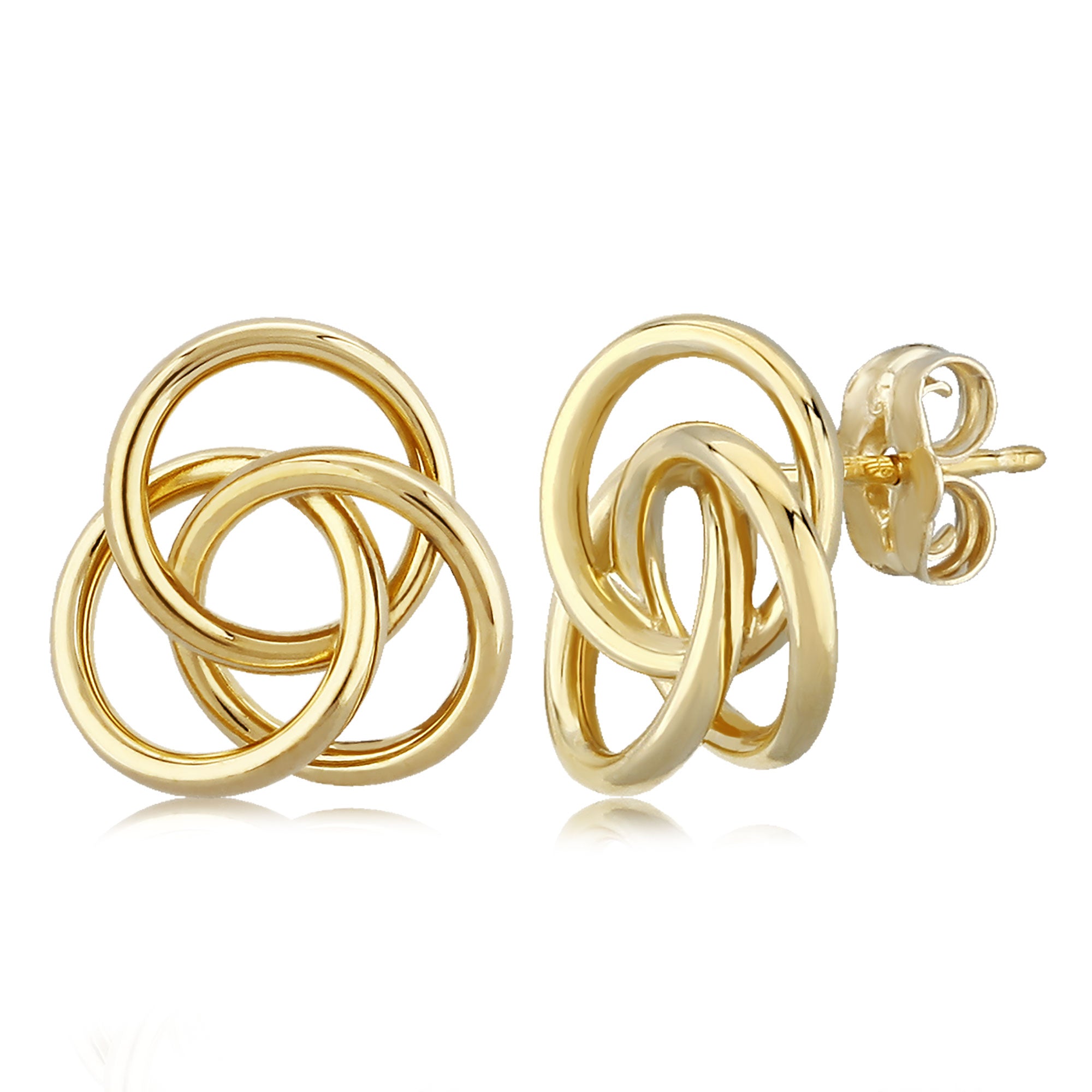14K Yellow Gold Large Love Knot Stud Earrings