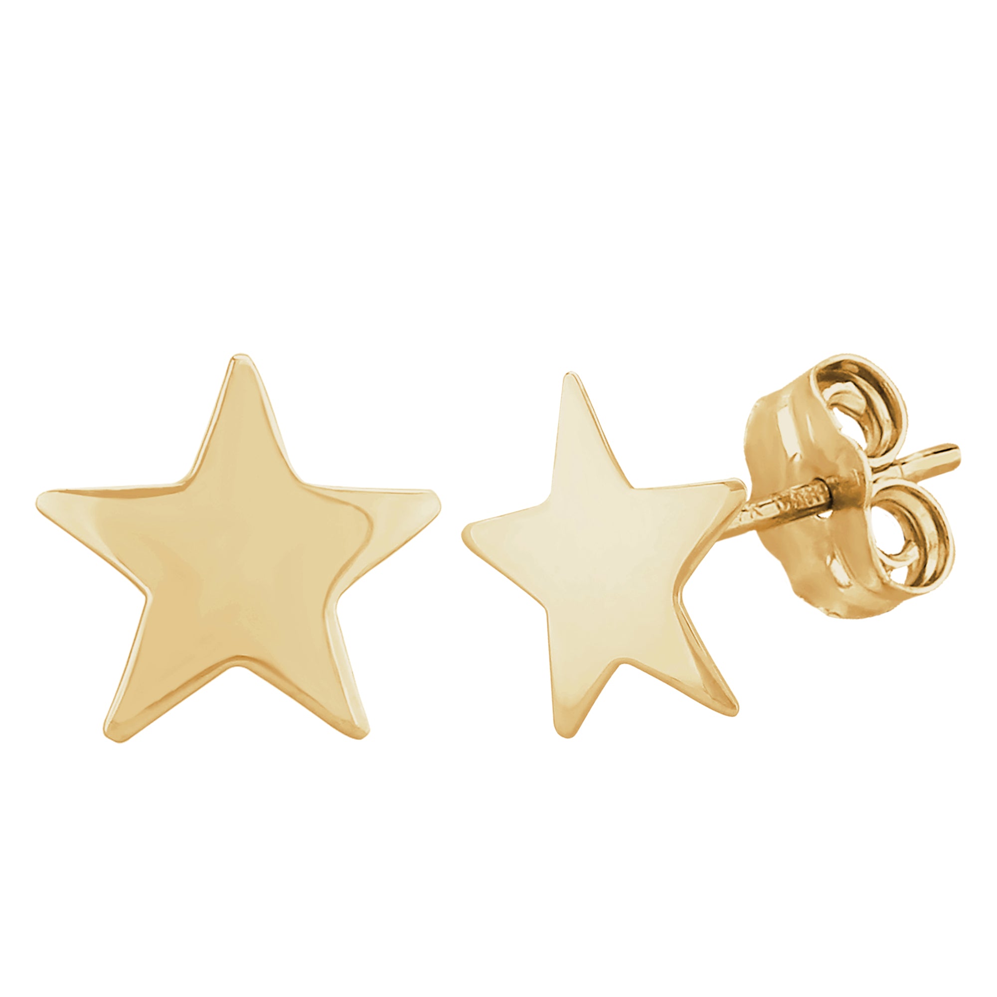 14K Yellow Gold Medium Star stud Earrings