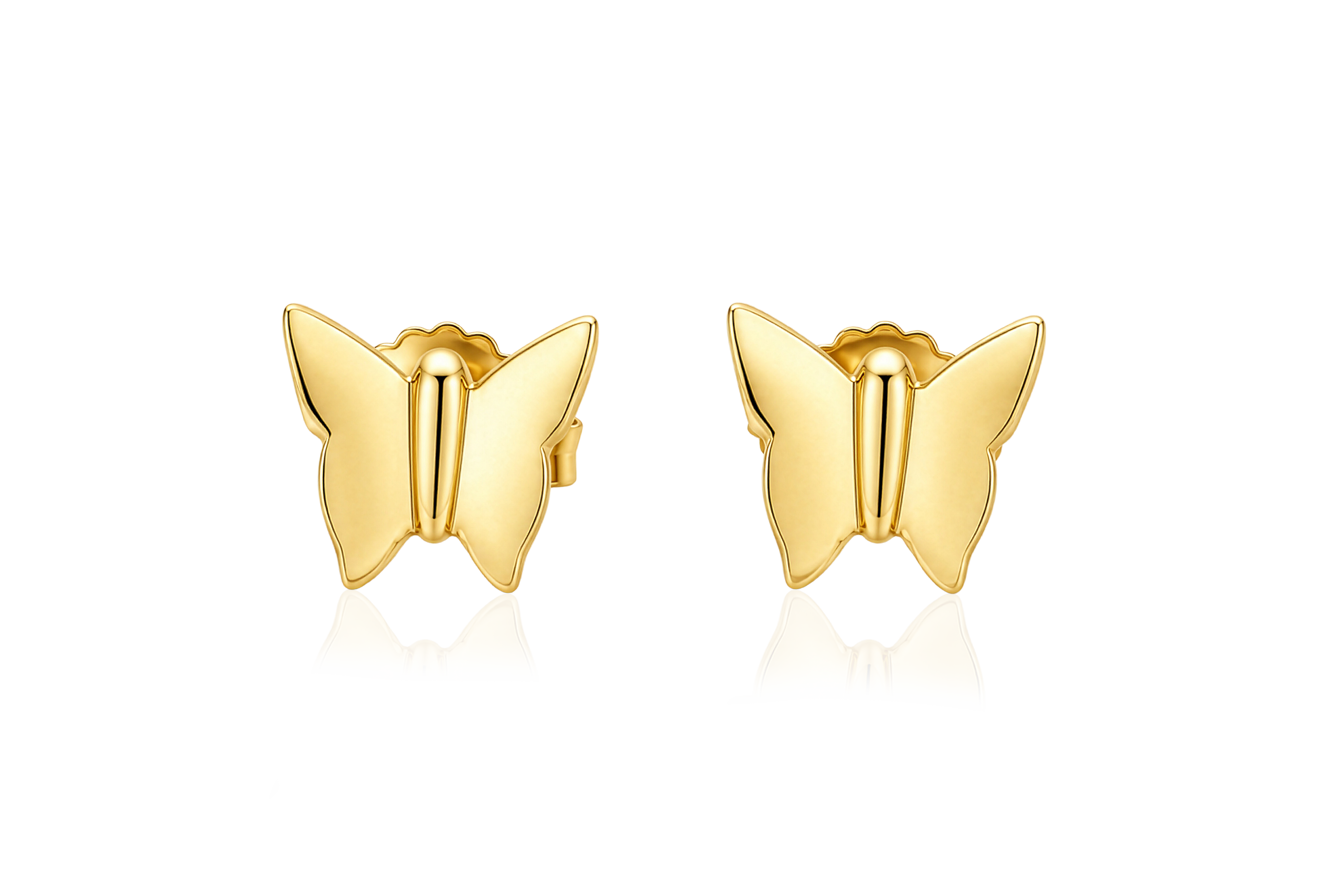 14K Yellow Gold Butterfly Stud Earrings