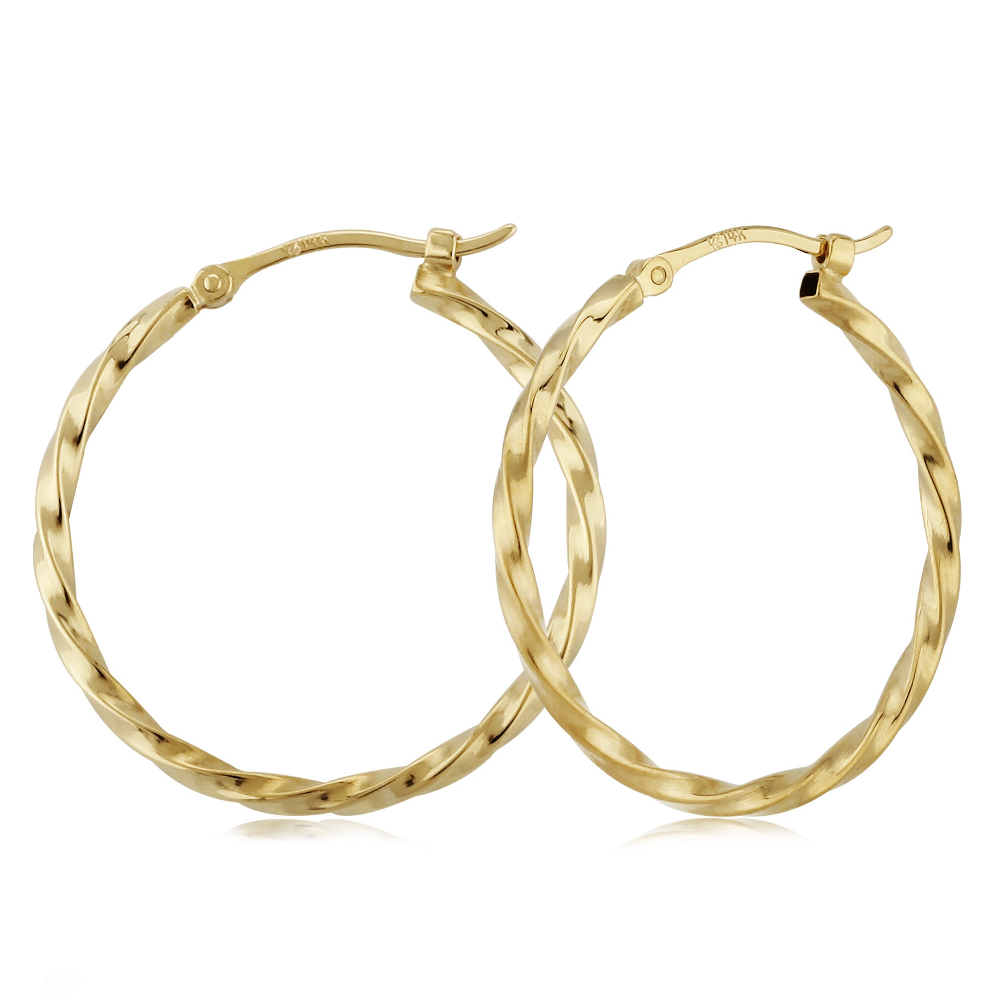 14K Yellow Gold Twist Tube Hoops