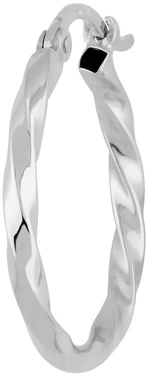14K White Gold 18mm Twisted Tube Hoop Earrings
