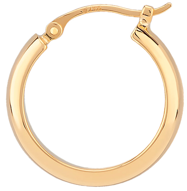 14K Yellow Small Half Round Tube Hoop Earrings