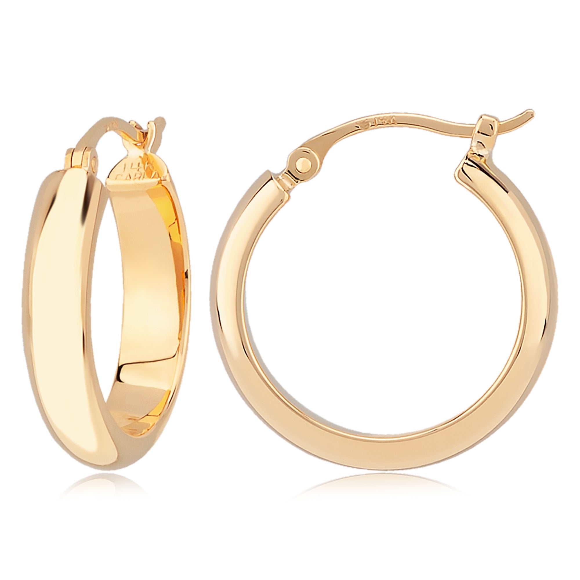 14K Yellow Small Half Round Tube Hoop Earrings