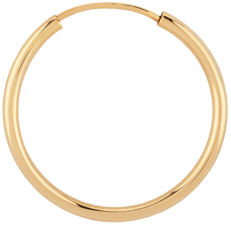 14K Yellow Gold Thin Endless Hoop Earrings