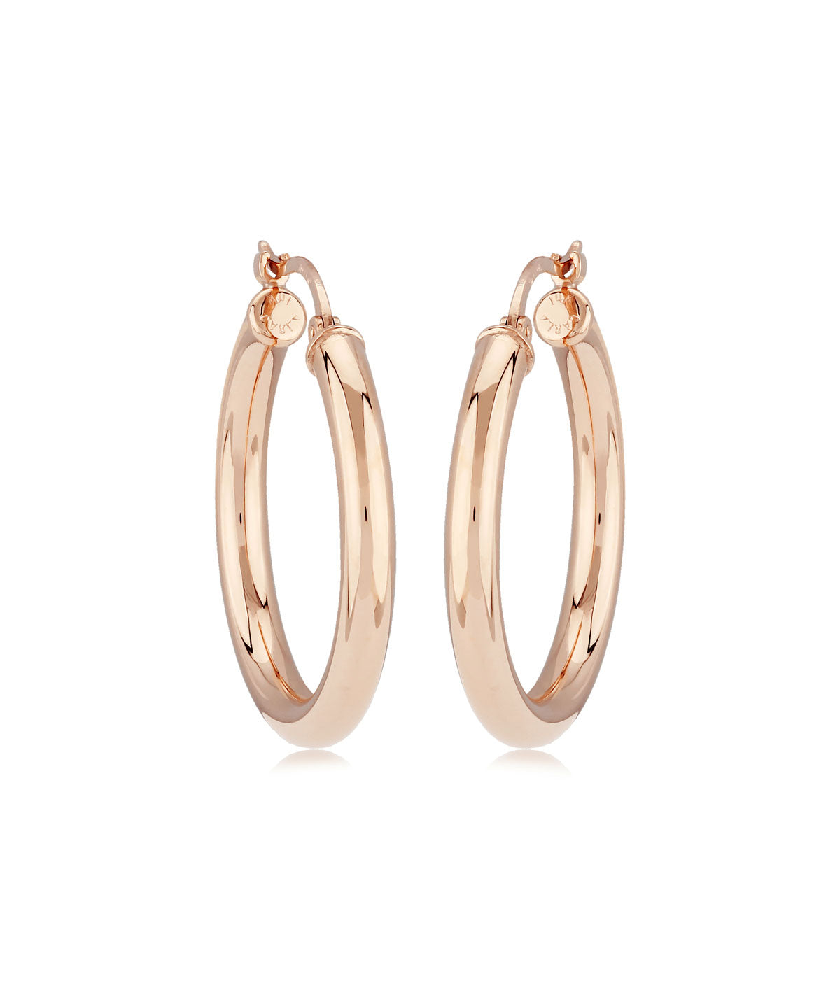 14K Rose Gold 3x25mm Hoop Earrings