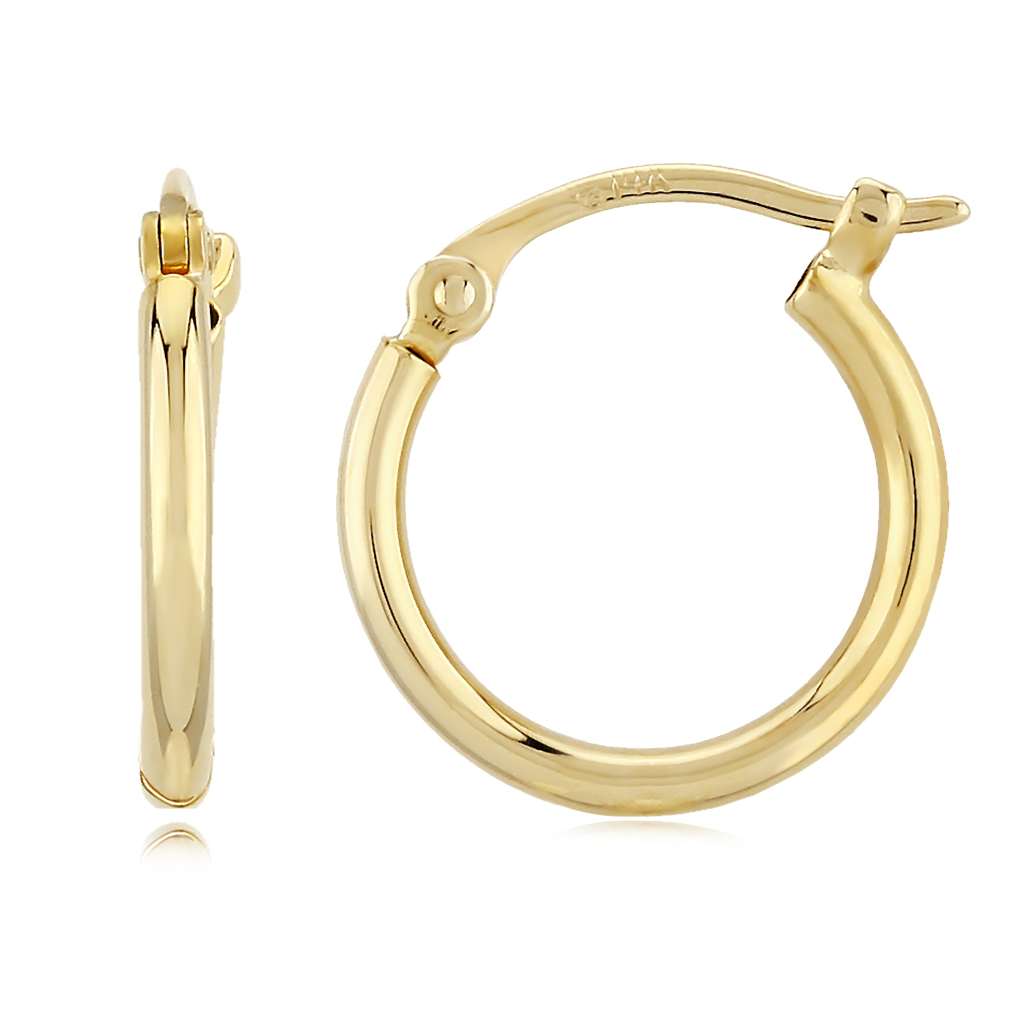 14K Yellow Gold 12mm Hoop Earrings