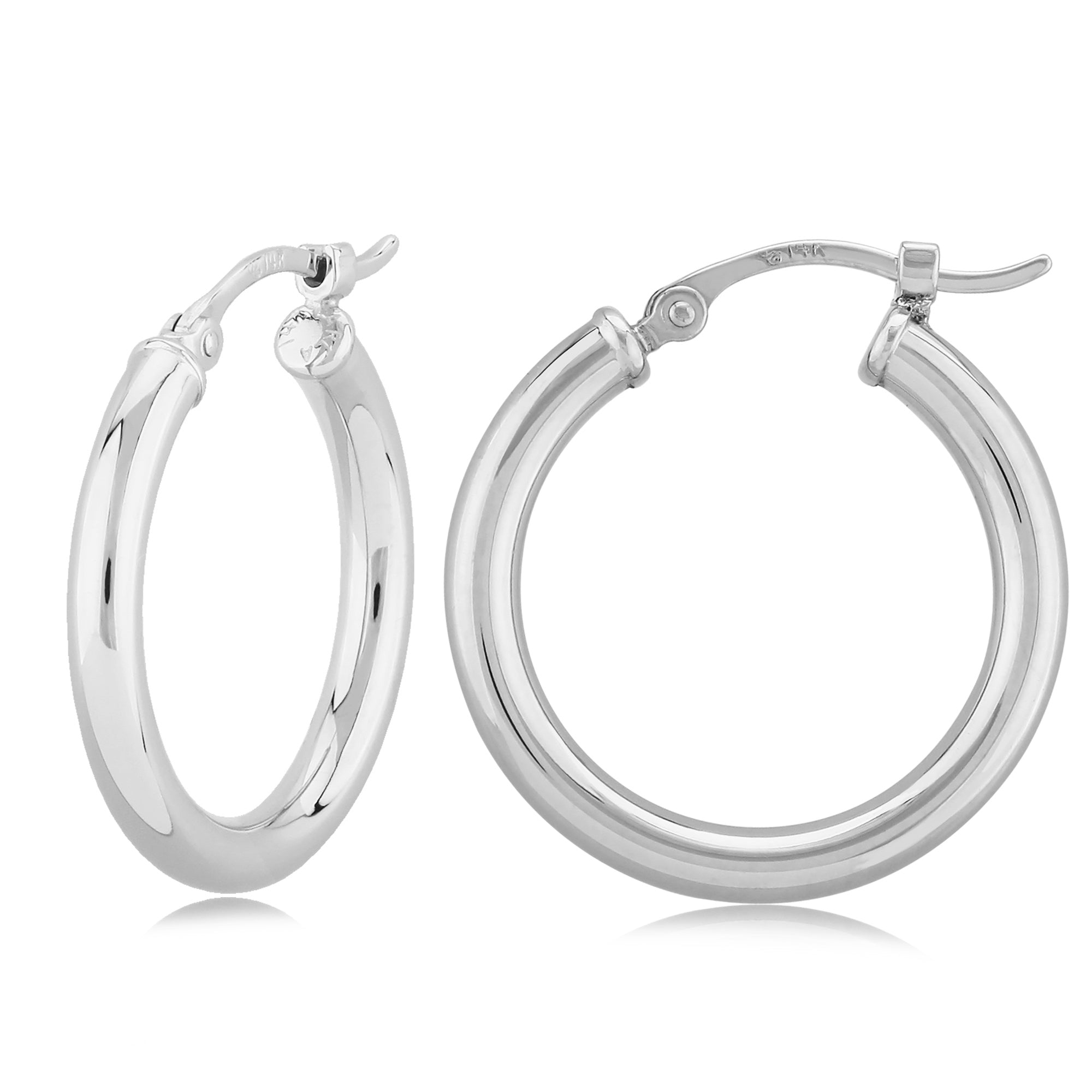 14K White Gold 20mm Hoop Earrings