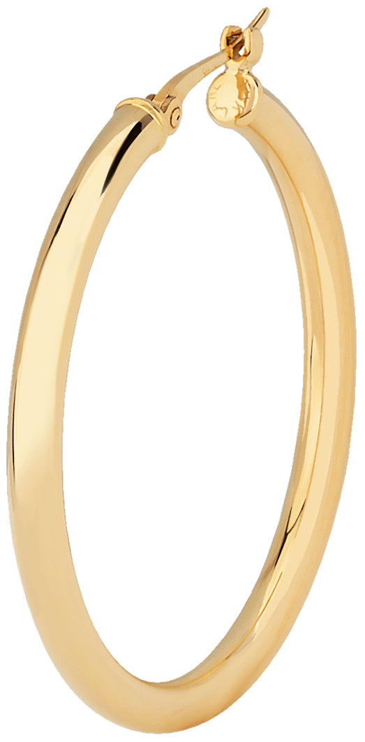 14K Yellow Gold 25MM Tubular Hoop Earrings