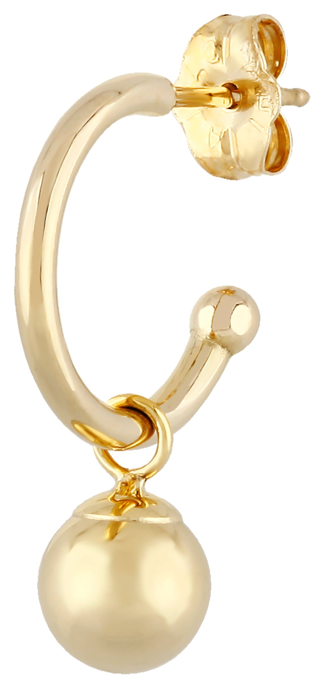 14K Yellow Gold 12mm 6m Ball Drop Earring