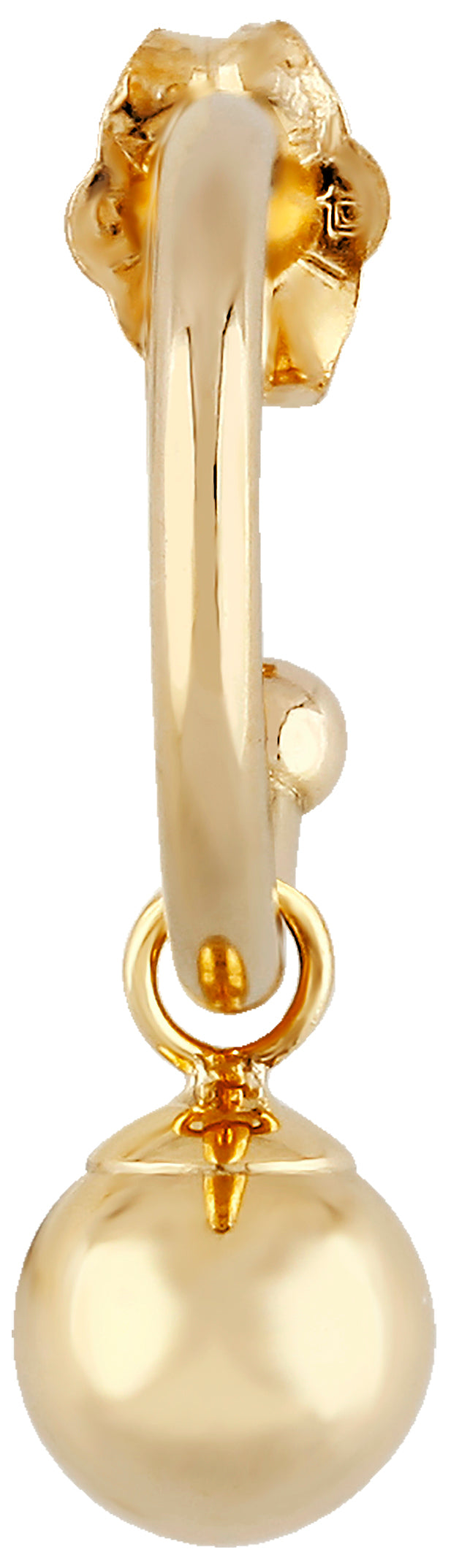 14K Yellow Gold 12mm 6m Ball Drop Earring