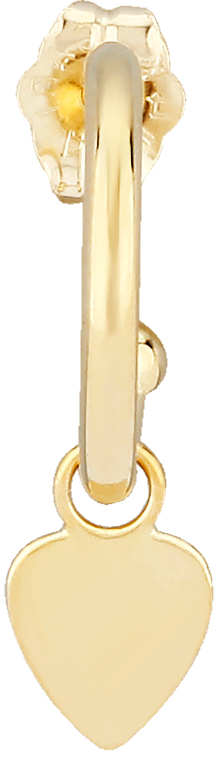 14K Yellow Gold 12MM Hoops With Flat Heart Drop