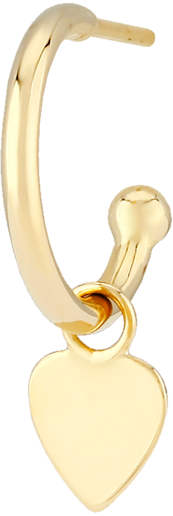 14K Yellow Gold 12MM Hoops With Flat Heart Drop