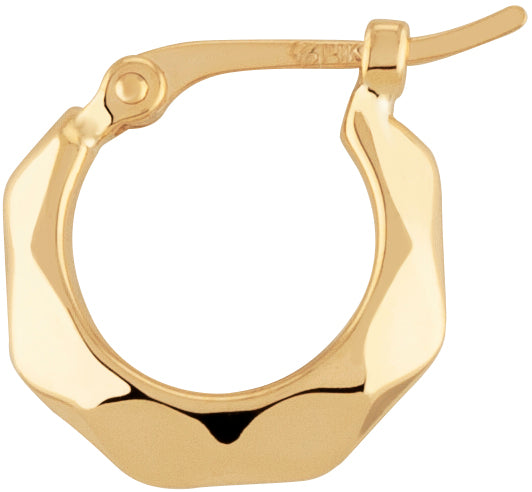 14K Yellow Gold Small Diamond Cut Hoops