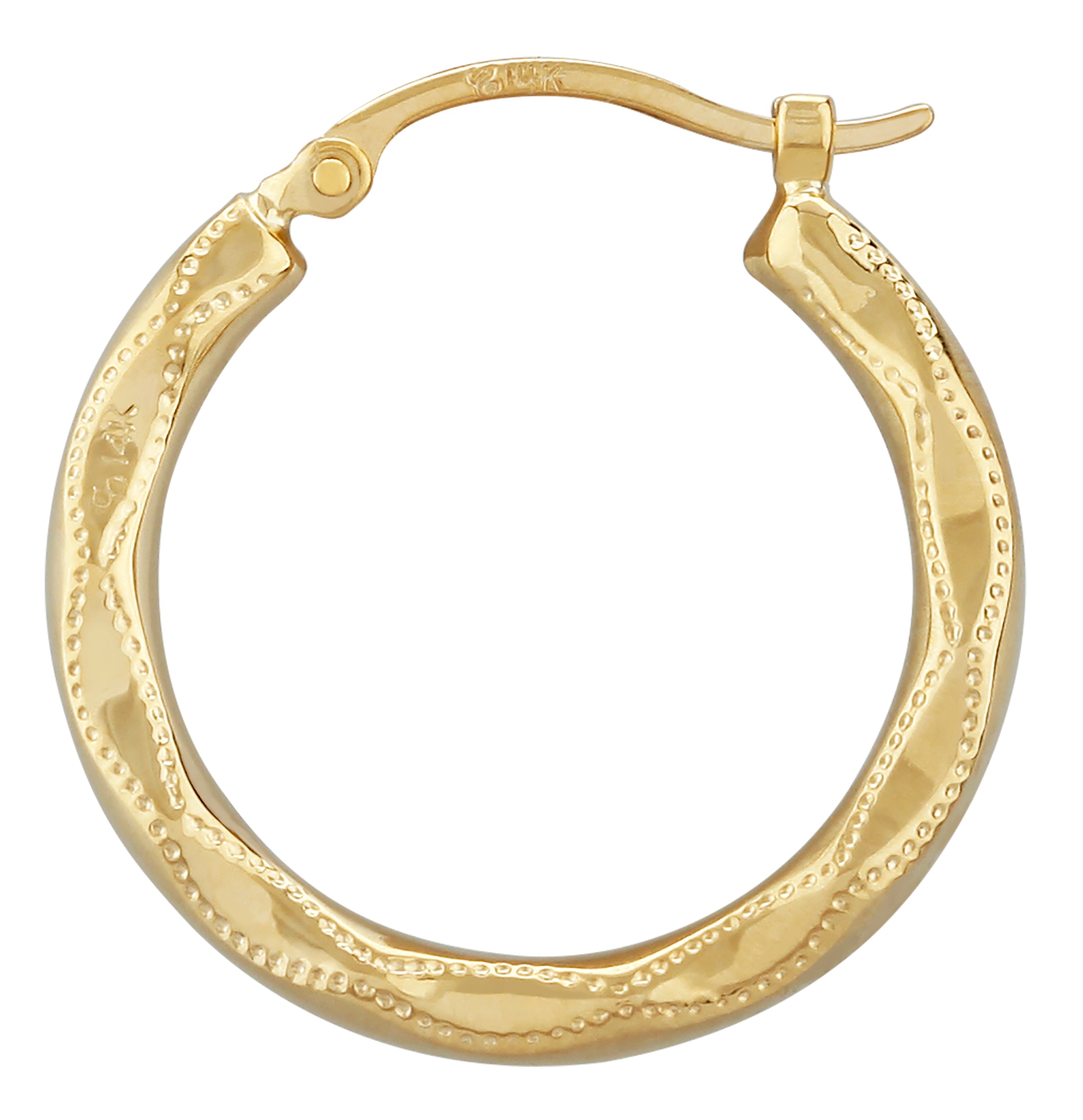 14K Yellow Gold Engraved Hoop Earrings